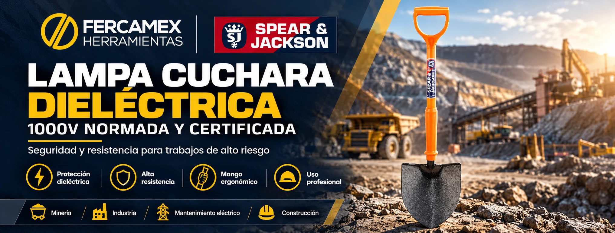 Lampa cuchara dieléctrica 1000V Spear & Jackson normada y certificada para trabajos de alto riesgo – Fercamex Herramientas