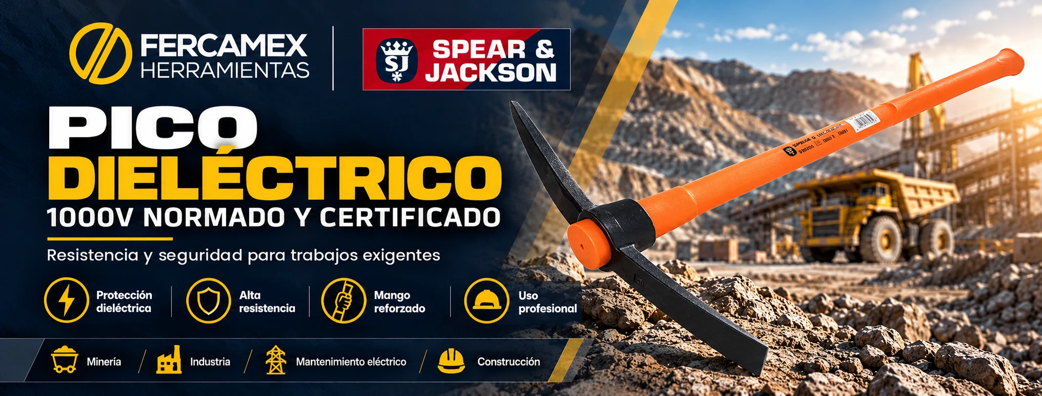 Pico dieléctrico 1000V Spear & Jackson normado y certificado para minería, industria y mantenimiento eléctrico – Fercamex Herramientas